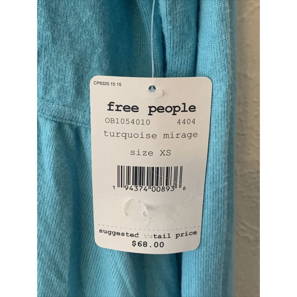 Free People Womens Top  Blue Babydoll Tee L/S NWT - Picture 6 of 9